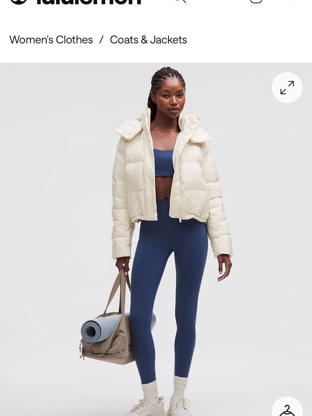 Lululemon Wunder Puff 600-Down-Fill Jacket Light Ivory Size 8 NWOT
